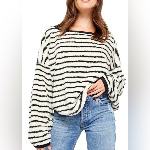 Women’s Free People Breton Striped Pullover Long Sleeve Sweater Size Small - Picture 1 of 9